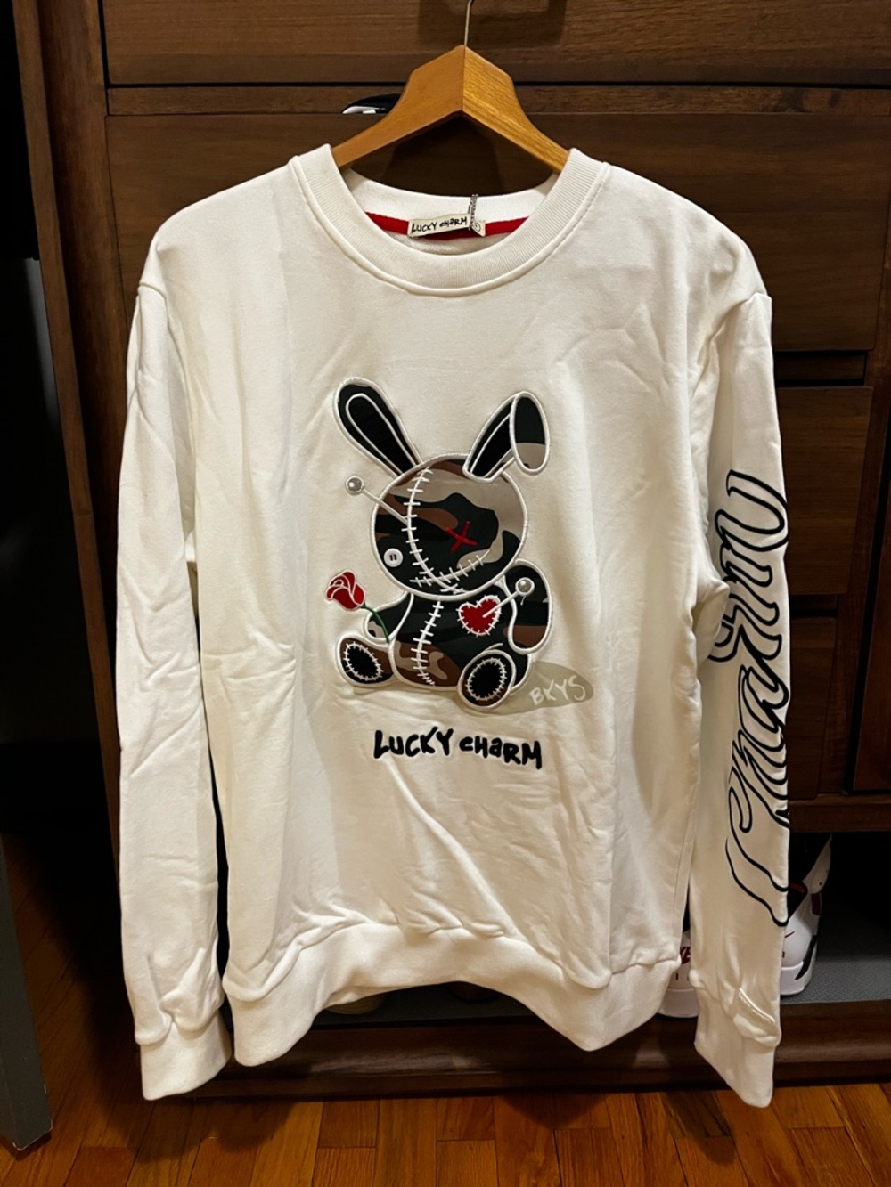 Lucky Charm White Graphic Bunny Sweatshirt